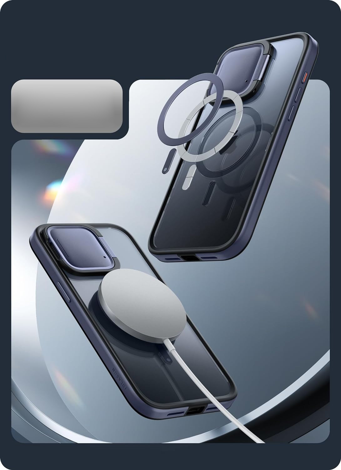 Etui Supcase i-Blason Shield Mag z MagSafe do iPhone 15 Pro Max, granatowe